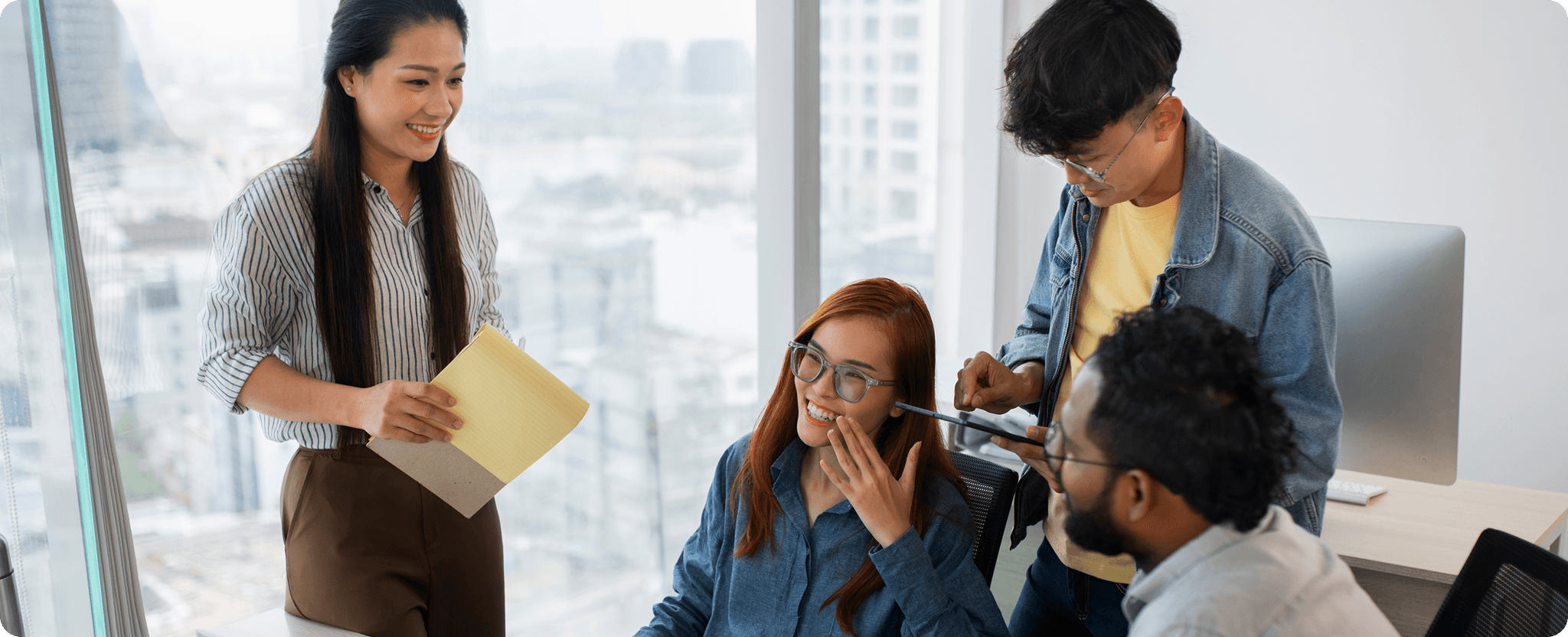 Team collaboration in modern office